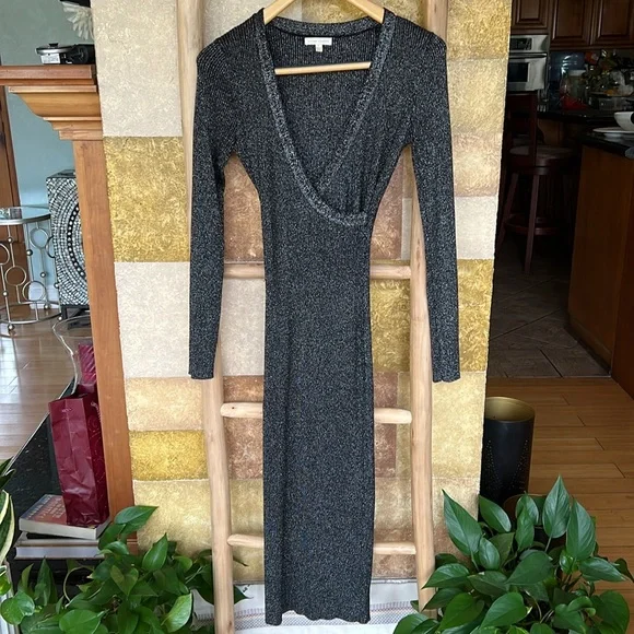 Flying Tomato Forever Impressed Sweater Sparkly Metallic Black Fitted Dress - Picture 4 of 12